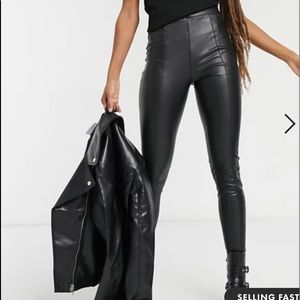 Topshop Faux Leather High Waisted Pants